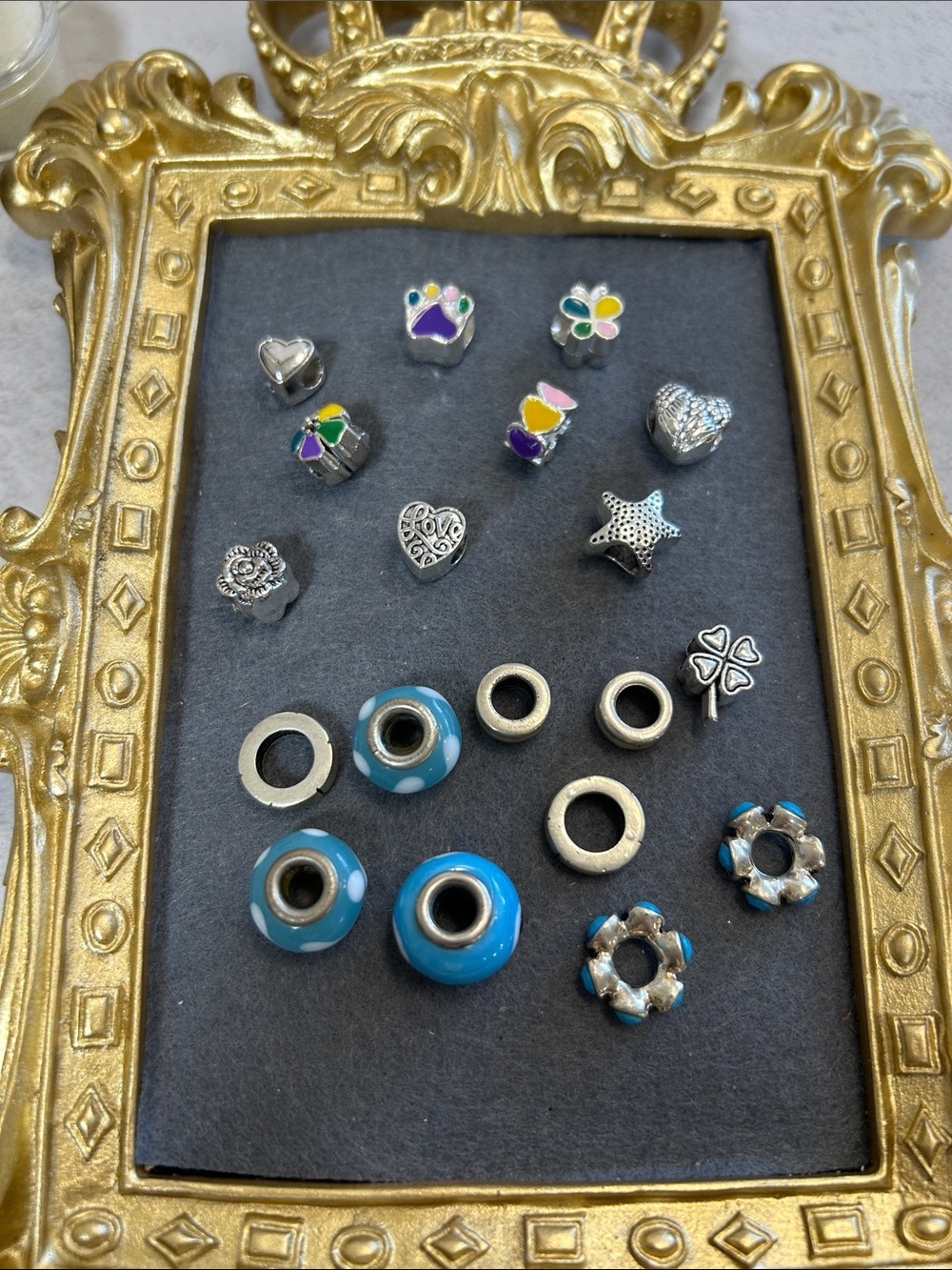 Craft! Bundle of Assorted Silver and Blue Charm Beads
